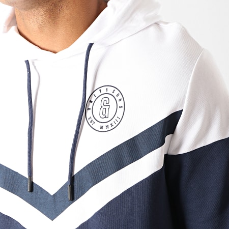 Only And Sons - Sweat Capuche Wagner Bleu Marine Blanc