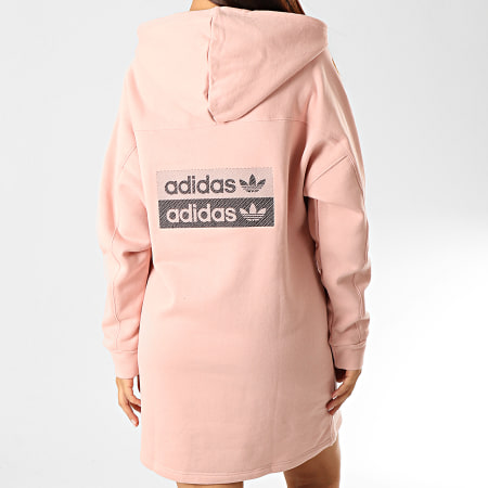 Adidas Originals - Robe Sweat Capuche Femme ED7448 Rose Poudré Blanc
