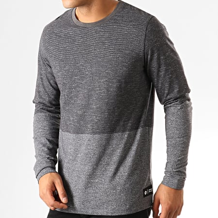 Jack And Jones - Tee Shirt Manches Longues Signs Gris Anthracite Chiné