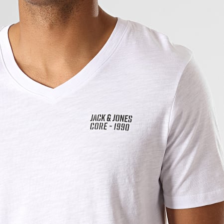 Jack And Jones - Tee Shirt Col V Vally Blanc