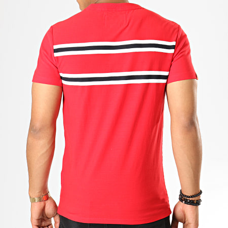 Superdry - Tee Shirt Orange Label Herringbone Stripe M1000018A Rouge Blanc Noir