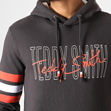 Teddy Smith - Sweat Capuche Fady Gris Anthracite Corail Blanc