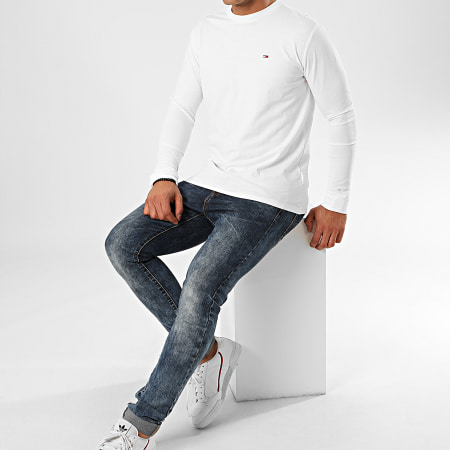 Tommy Jeans - Tee Shirt Manches Longues Classics 6959 Blanc