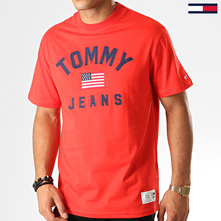 Tommy Jeans - Tee Shirt USA Flag 7068 Rouge