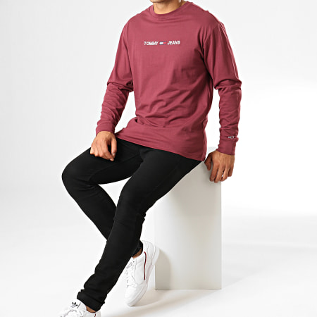Tommy Jeans - Tee Shirt Manches Longues Small Logo 7190 Bordeaux