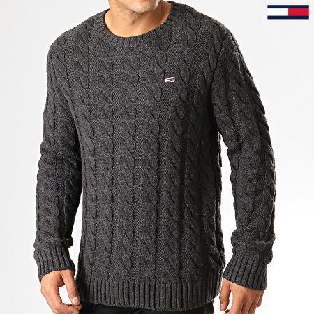 Tommy Jeans - Pull Essential Cable 7256 Gris Anthracite