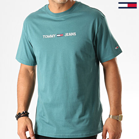Tommy Jeans - Tee Shirt Small Logo 7231 Bleu Tuquoise