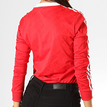 Adidas Originals - Tee Shirt Manches Longues Femme A Bandes ED7480 Rose Fushia Blanc