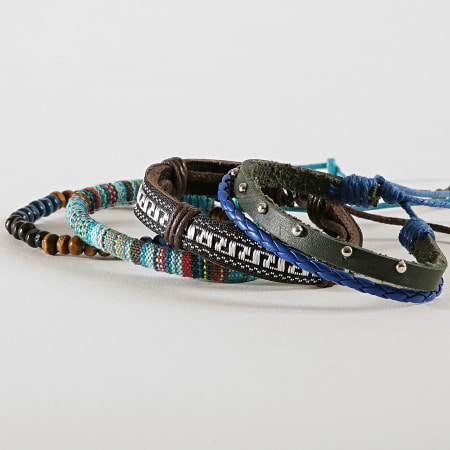 Deeluxe - Lot De 4 Bracelets Apache Bleu Vert