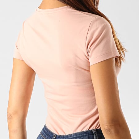 Emporio Armani - Tee Shirt Col V Femme A Strass 163321-9A263 Rose Poudré