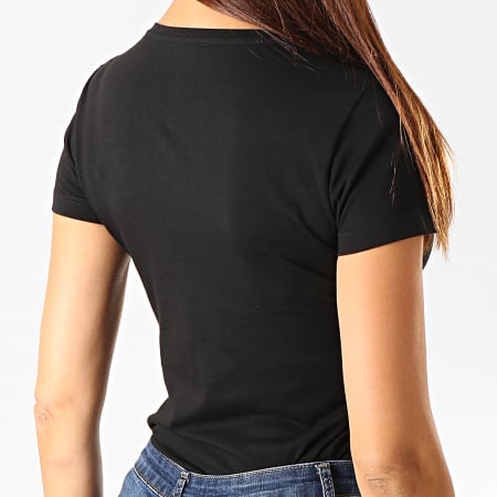 Emporio Armani - Tee Shirt Col V Femme A Strass 163321-9A263 Noir Doré