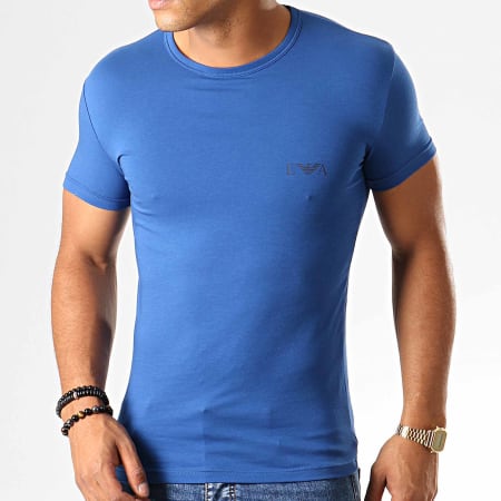 Emporio Armani - Lot De 2 Tee Shirts 111670-9A715 Bleu Marine Foncé Bleu Indigo
