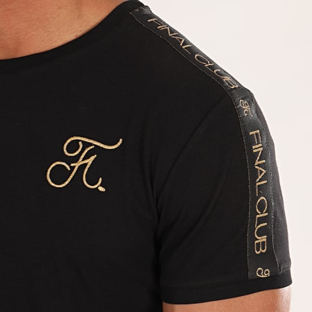 Final Club - Tee Shirt Oversize Gold Label Avec Bandes Et Broderies Or 296 Noir