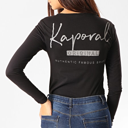 Kaporal - Tee Shirt Femme Manches Longues Col V Xouth Noir