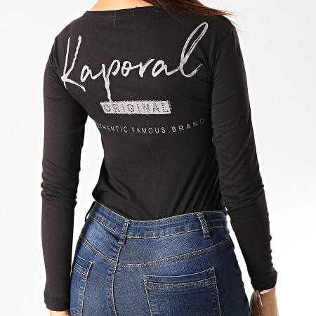 Kaporal - Tee Shirt Femme Manches Longues Col V Xouth Noir