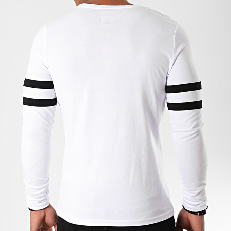 LBO - Tee Shirt Manches Longues Avec Bandes Noires 888 Blanc