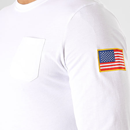 Alpha Industries - Tee Shirt Manches Longues Poche NASA 176532 Blanc