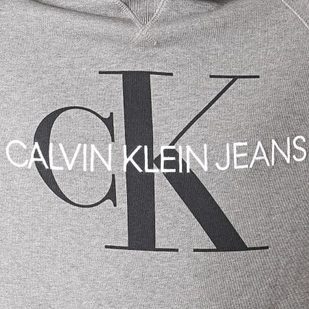 Calvin Klein - Sweat Capuche Washed Relax Monogram 3219 Gris Chiné