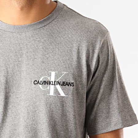 Calvin Klein - Tee Shirt Monogram Embroidery 3438 Gris Chiné