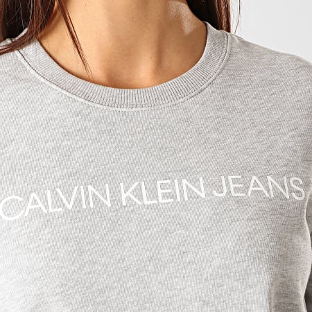 Calvin Klein - Sweat Crewneck Femme 9761 Gris Chiné