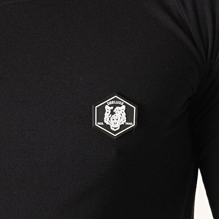 Deeluxe - Tee Shirt Manches Longues Oversize A Bandes Litium Noir Jaune Blanc