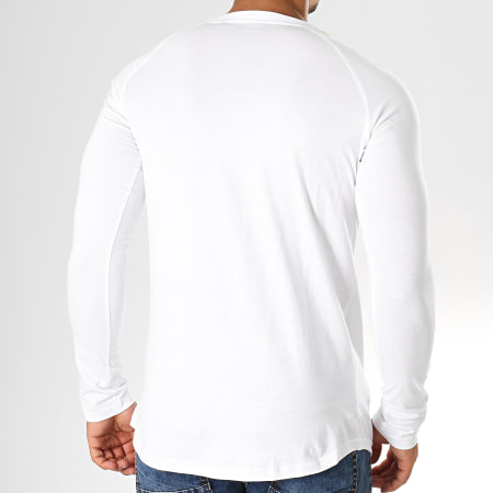 Deeluxe - Tee Shirt Manches Longues Oversize A Bandes Litium Blanc Jaune Noir