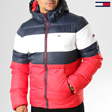 Tommy Jeans - Doudoune Rugby Stripe Puffer 7255 Rouge Bleu Marine Blanc