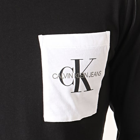Calvin Klein - Tee Shirt Poche A Manches Longues Monogram 3797 Noir