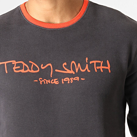 Teddy Smith - Sweat Crewneck Siclass Gris Anthracite Corail