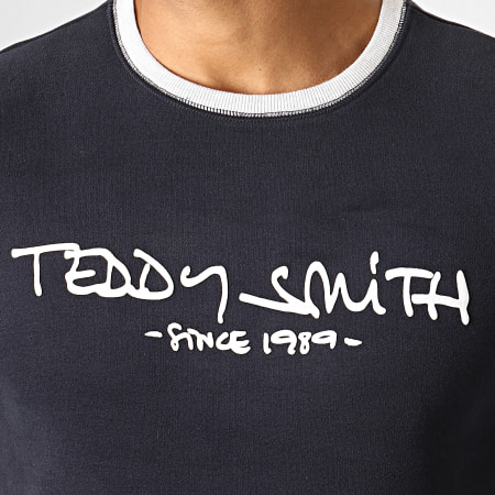 Teddy Smith - Sweat Crewneck Siclass Bleu Marine Foncé Blanc