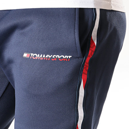 Tommy Hilfiger - Pantalon Jogging A Bandes Fleece 0294 Bleu Marine Blanc Rouge