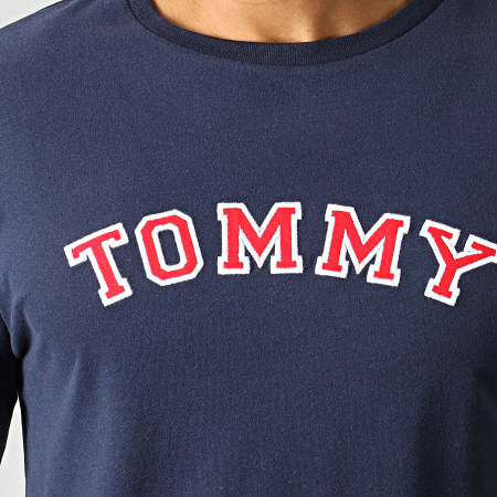 Tommy Hilfiger - Tee Shirt Manches Longues CN Logo 1628 Bleu Marine Rouge Blanc