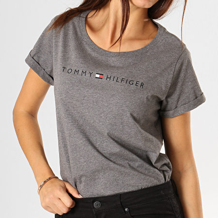 Tommy Hilfiger - Tee Shirt Femme RN Logo 1618 Gris Chiné