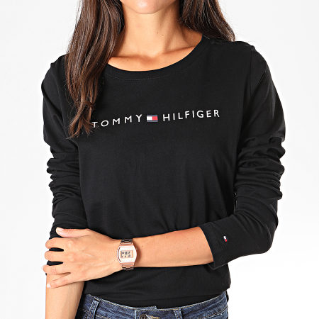 Tommy Hilfiger - Tee Shirt Manches Longues Femme CN Logo 1910 Noir