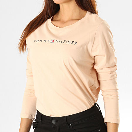 Tommy Hilfiger - Tee Shirt Manches Longues Femme CN Logo 1910 Beige