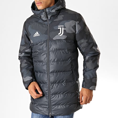 Adidas Sportswear - Doudoune A Capuche Juventus DX9202 Gris Anthracite Camouflage