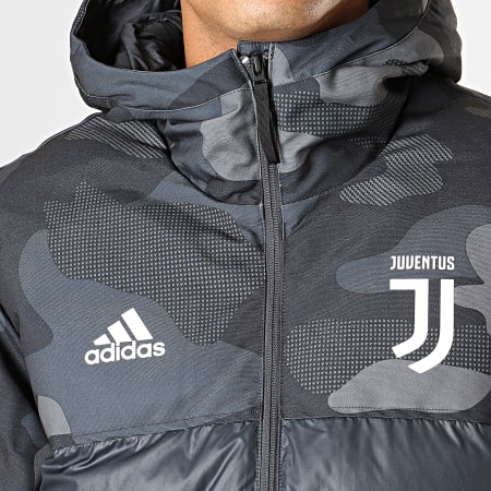 Adidas Performance - Doudoune A Capuche Juventus DX9202 Gris Anthracite Camouflage