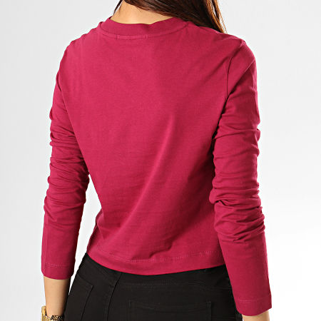 Calvin Klein - Tee Shirt Crop Femme Manches Longues 2234 Bordeaux