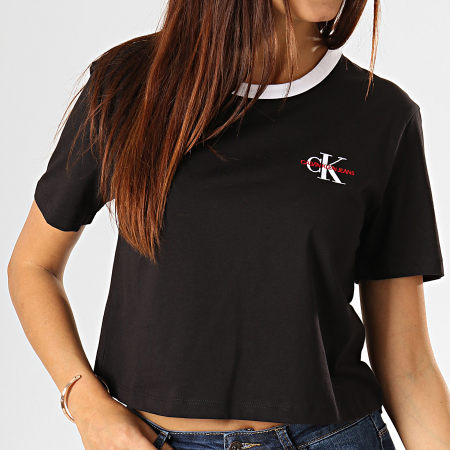 Calvin Klein - Tee Shirt Crop Femme 2701 Noir