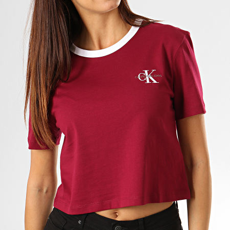 Calvin Klein - Tee Shirt Crop Femme 2701 Bordeaux