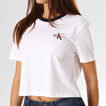 Calvin Klein - Tee Shirt Crop Femme 2701 Blanc