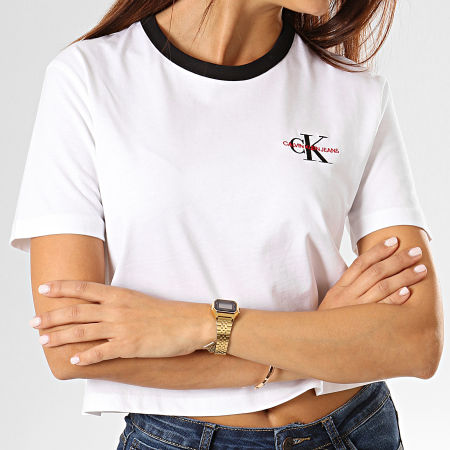 Calvin Klein - Tee Shirt Crop Femme 2701 Blanc