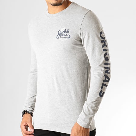 Jack And Jones - Tee Shirt Manches Longues Upton Gris Chiné