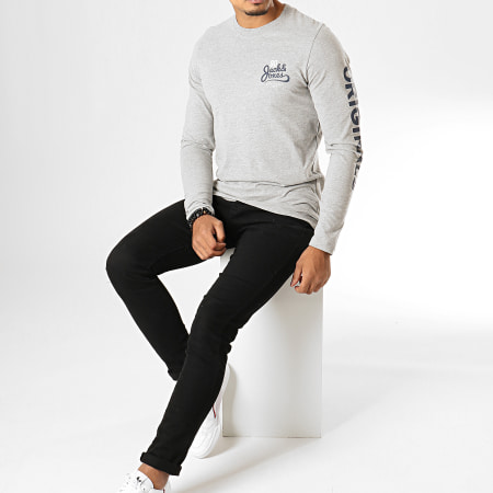 Jack And Jones - Tee Shirt Manches Longues Upton Gris Chiné