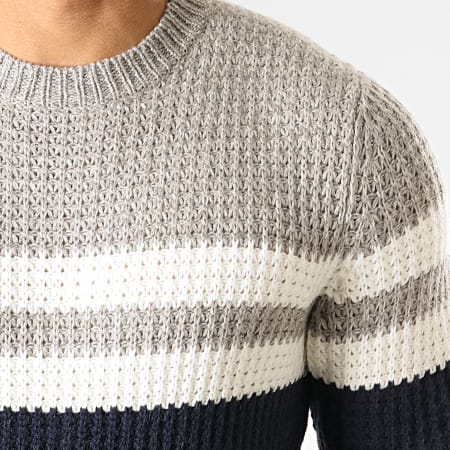 Only And Sons - Pull Lazlo Bleu Marine Gris Blanc