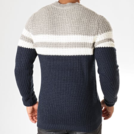 Only And Sons - Pull Lazlo Bleu Marine Gris Blanc