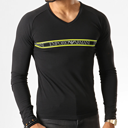Emporio Armani - Tee Shirt Manches Longues 111742-9A525 Noir Vert Gris