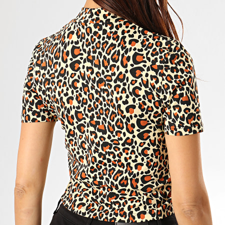 Fila - Tee Shirt Crop Femme Every AOP Turtle 687274 Jaune Clair Leopard