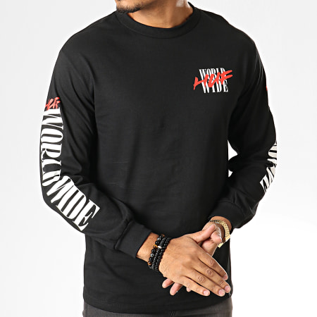 HUF - Tee Shirt Manches Longues Action Hero Noir Blanc Rouge