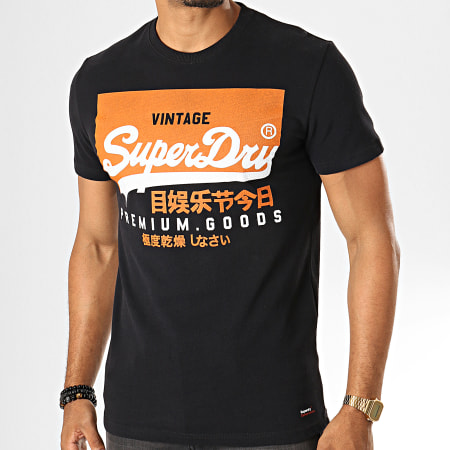 Superdry - Tee Shirt Vintage Logo M1000059A Noir Orange Blanc